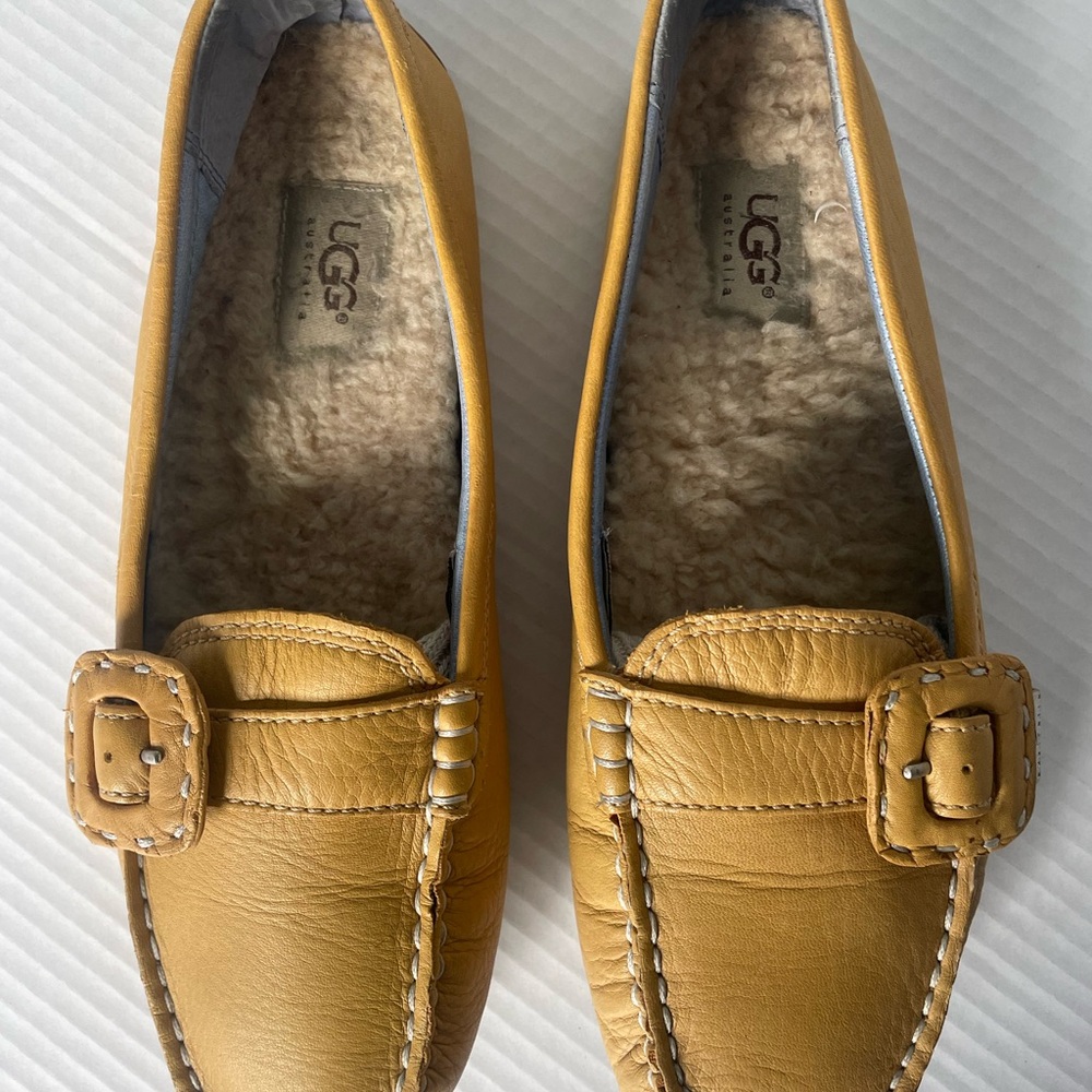 UGG Yellow Moccasin Shoes with Classic Design